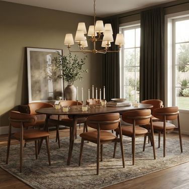 Leesa 86.75 Inch Dining Room Set In Brown