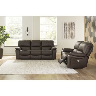 Leesworth Reclining Power Living Room Set In Dark Brown