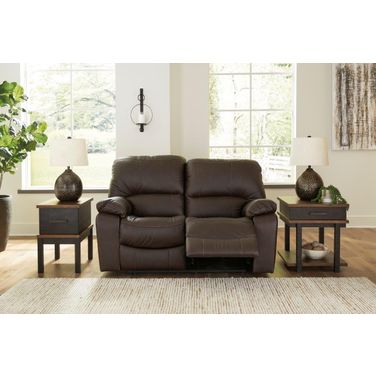 Leesworth Reclining Power Loveseat In Dark Brown