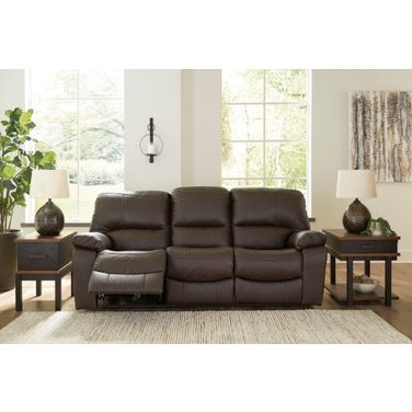 Leesworth Reclining Power Sofa In Dark Brown