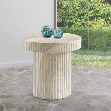 Legatto Concrete End Table In Travertine