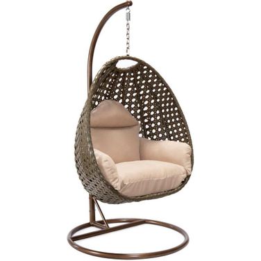 Wicker Hanging Egg Swing Chair In Beige/Brown