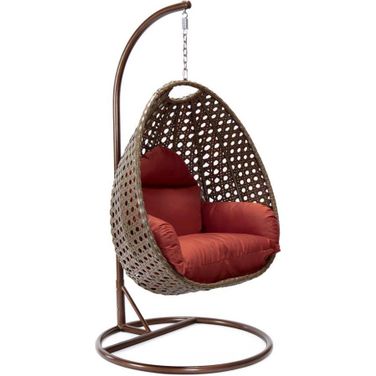 Wicker Hanging Egg Swing Chair In Cherry/Brown