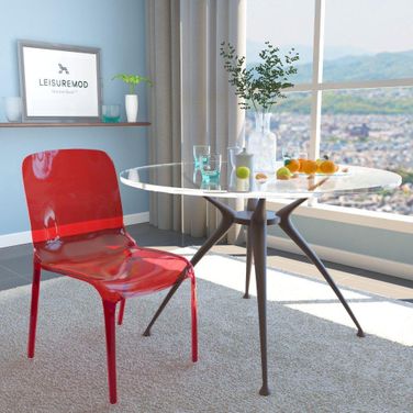 LeisureMod Murray Red Plastic Dining Chair