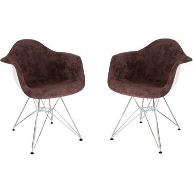 Willow Velvet Eiffel Metal Base Accent Chair Set Of 2 In Brown