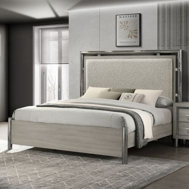 Lennox California King Bed In Gray and Silver