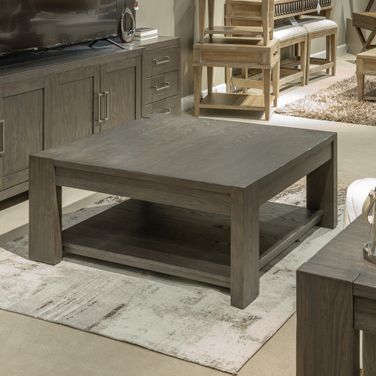 Lennox Hill Oversized Square Cocktail Table In Bark