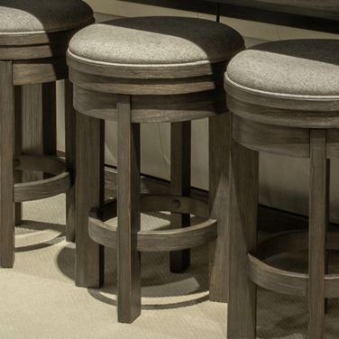 Lennox Hill Upholstered Swivel Console Stool In Bark
