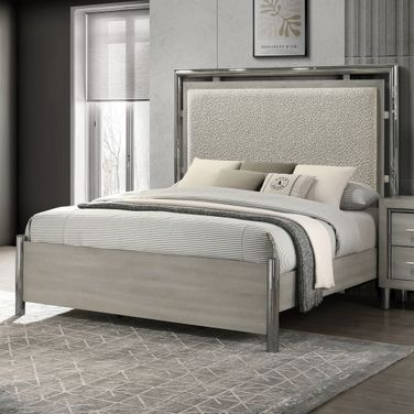 Lennox Queen Bed In Gray and Silver