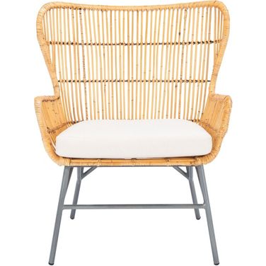 Lenu Rattan Accent Chair with Cushion in Natural