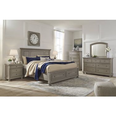 Lettner Light Gray Panel Storage Bedroom Set