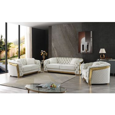 Lexi Living Room Set In Ivory