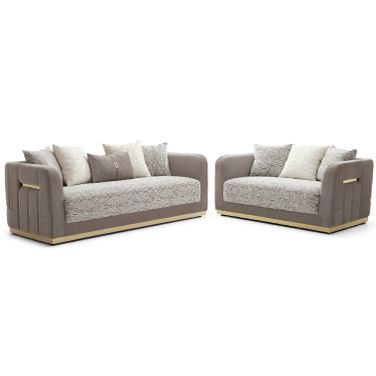 Lexington Living Room Set In Brown and Light Beige