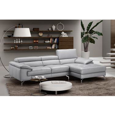 Liam Light Grey Premium Leather RAF Sectional