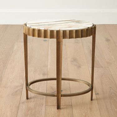 Liberty Marble Accent Table In Vintage Brass and Calacatta Gold