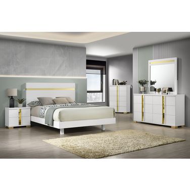 Lillestrom Youth Bedroom Set In White and Gold