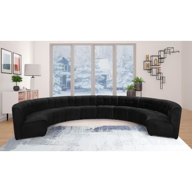 Limitless 10-Piece Velvet Modular Sectional In Black