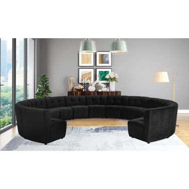 Limitless 13-Piece Velvet Modular Sectional In Black