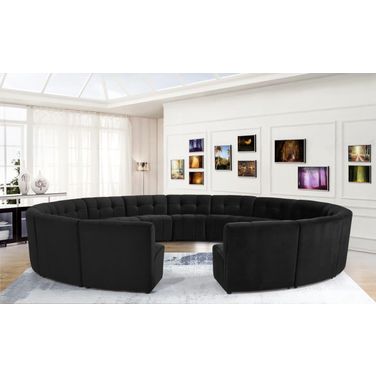 Limitless 15-Piece Velvet Modular Sectional In Black