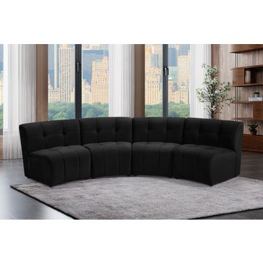 Limitless 4-Piece Velvet Modular Sectional In Black