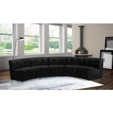 Limitless 5-Piece Velvet Modular Sectional In Black