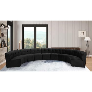 Limitless 9-Piece Velvet Modular Sectional In Black