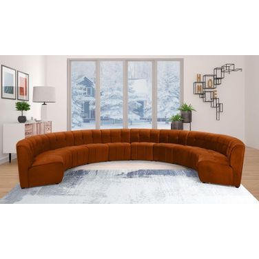 Limitless 10-Piece Velvet Modular Sectional In Cognac