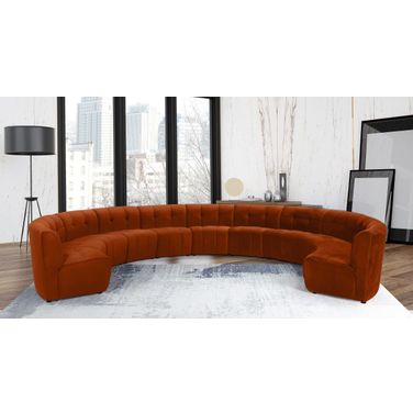 Limitless 11-Piece Velvet Modular Sectional In Cognac