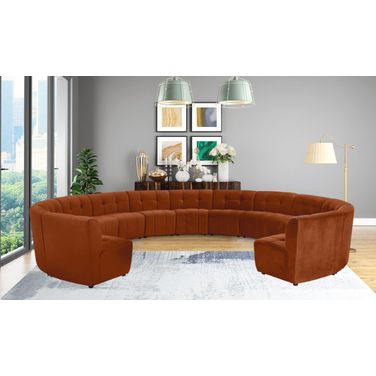 Limitless 13-Piece Velvet Modular Sectional In Cognac