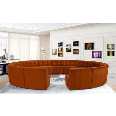 Limitless 15-Piece Velvet Modular Sectional In Cognac
