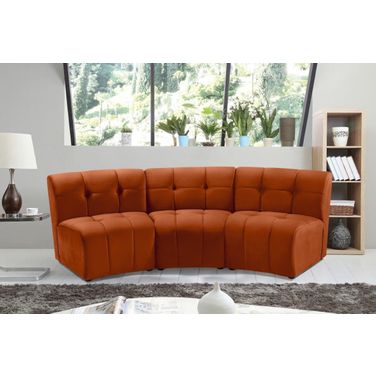 Limitless 3-Piece Velvet Modular Sectional In Cognac