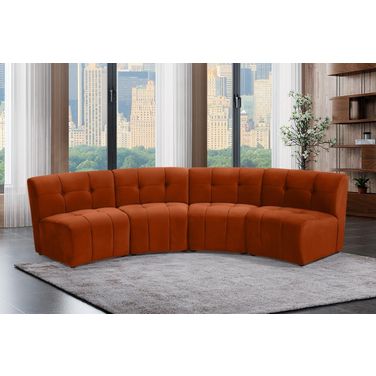 Limitless 4-Piece Velvet Modular Sectional In Cognac