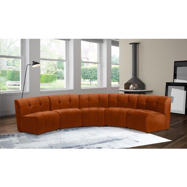 Limitless 5-Piece Velvet Modular Sectional In Cognac