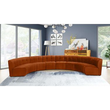 Limitless 8-Piece Velvet Modular Sectional In Cognac