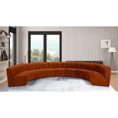 Limitless 9-Piece Velvet Modular Sectional In Cognac