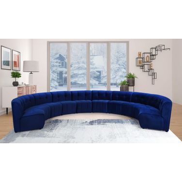Limitless 10-Piece Velvet Modular Sectional In Navy