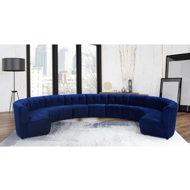 Limitless 11-Piece Velvet Modular Sectional In Navy