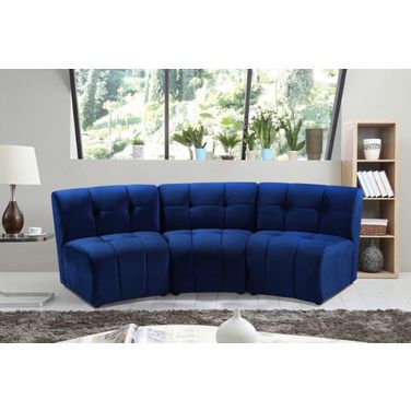 Limitless 3-Piece Velvet Modular Sectional In Navy