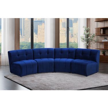 Limitless 4-Piece Velvet Modular Sectional In Navy