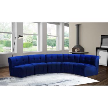Limitless 5-Piece Velvet Modular Sectional In Navy