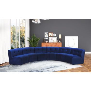 Limitless 6-Piece Velvet Modular Sectional In Navy