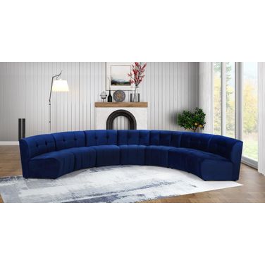Limitless 7-Piece Velvet Modular Sectional In Navy