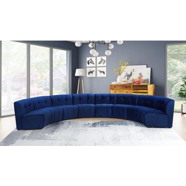 Limitless 8-Piece Velvet Modular Sectional In Navy