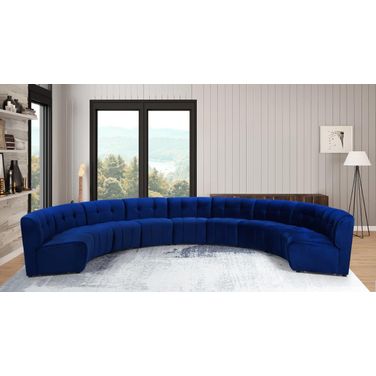 Limitless 9-Piece Velvet Modular Sectional In Navy