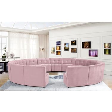 Limitless 15-Piece Velvet Modular Sectional In Pink