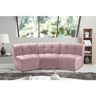 Limitless 3-Piece Velvet Modular Sectional In Pink