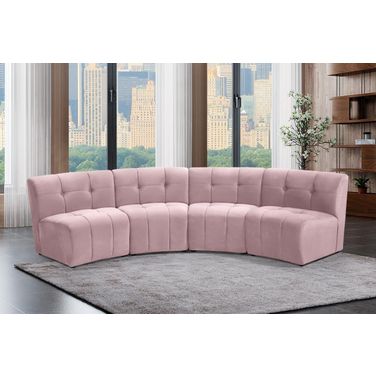 Limitless 4-Piece Velvet Modular Sectional In Pink