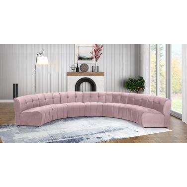 Limitless 7-Piece Velvet Modular Sectional In Pink