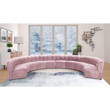 Limitless 10-Piece Velvet Modular Sectional In Pink