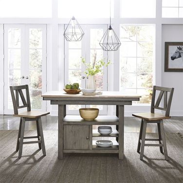 Lindsey Farm Gray and Sandstone Kitchen Island Set